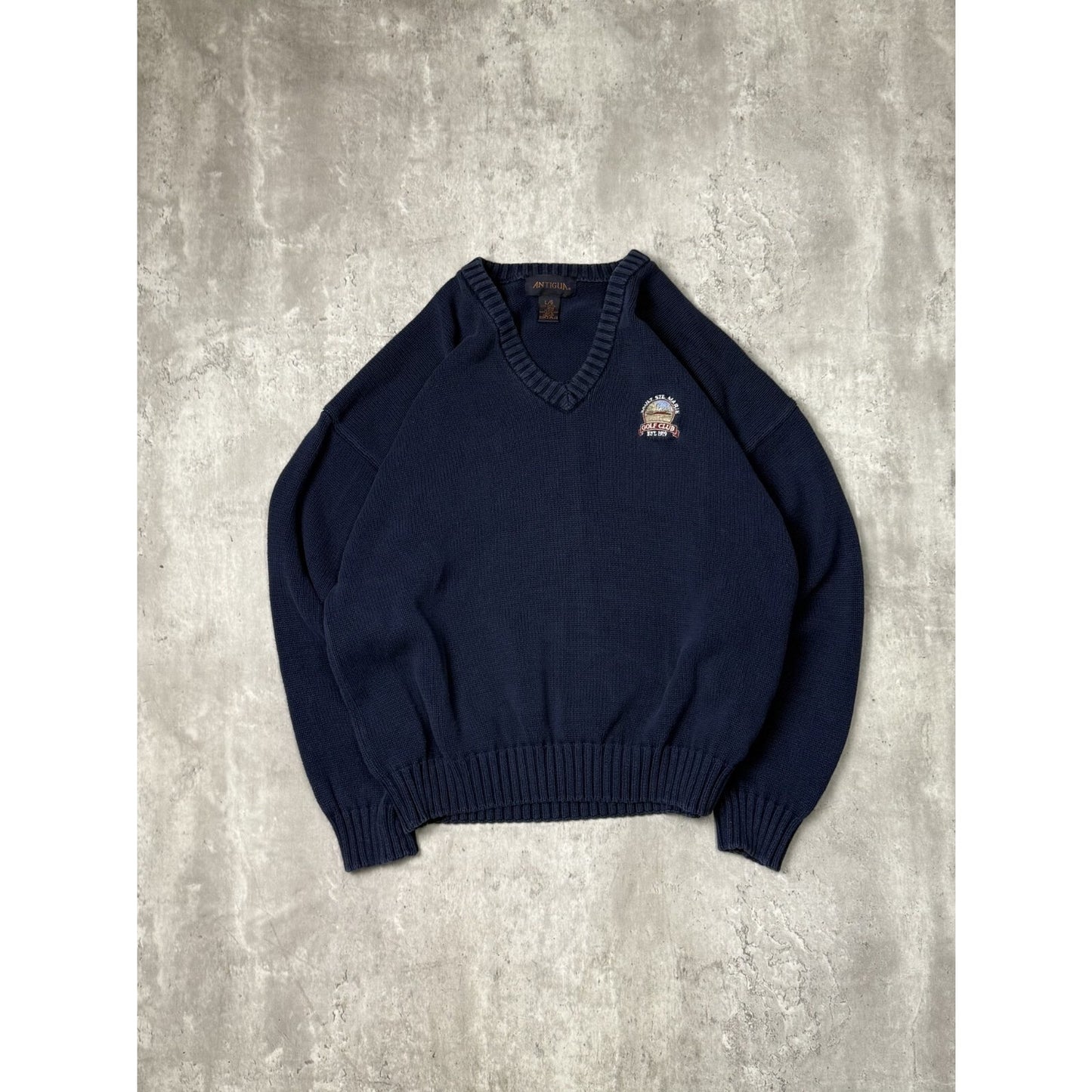 Vintage 90s Sault Ste Marie Golf Club Embroidered Crest Knit Sweater Size Large