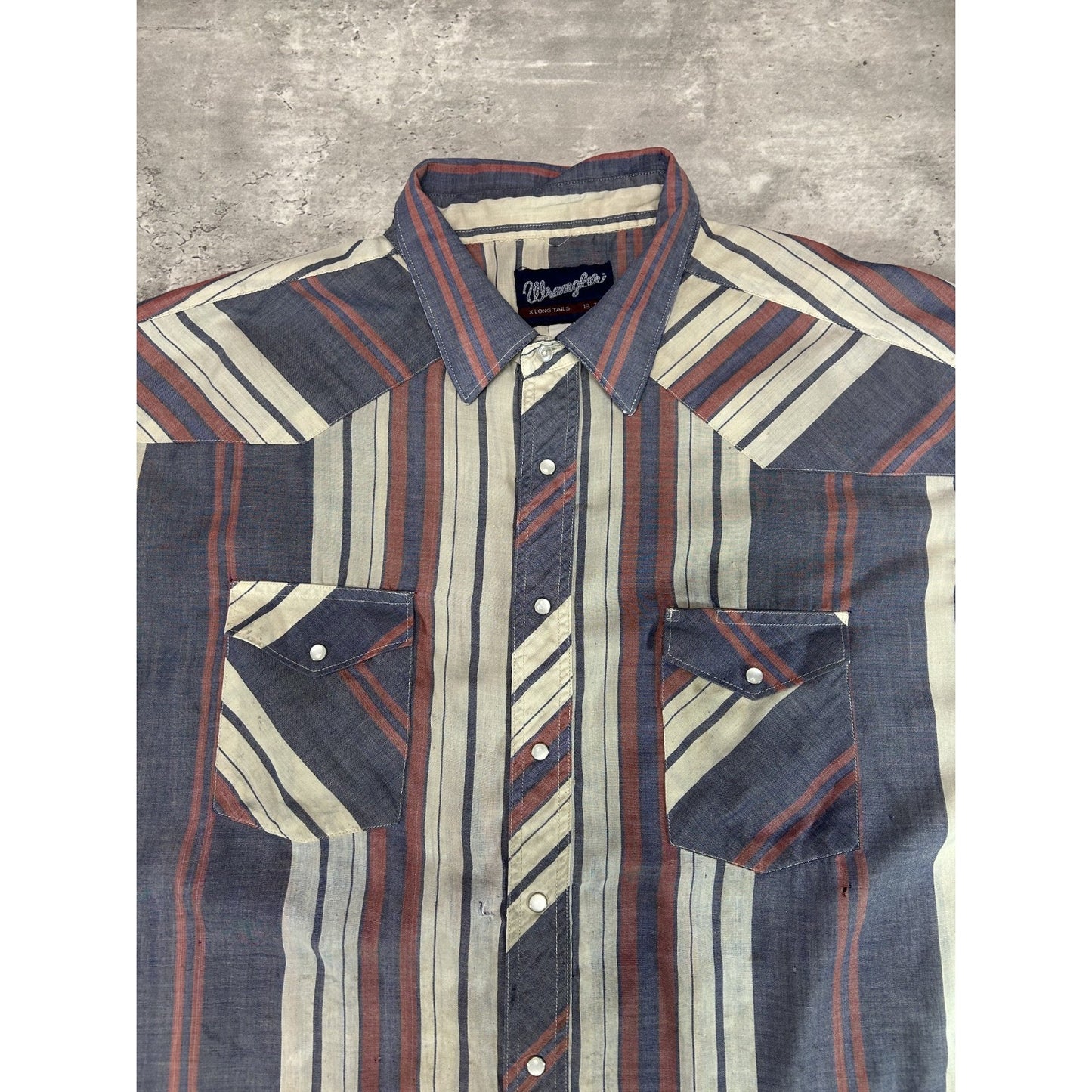 Vintage 80s Wrangler Striped Pearl Snap Reworked Cropped Button Up Shirt Sz 2XL