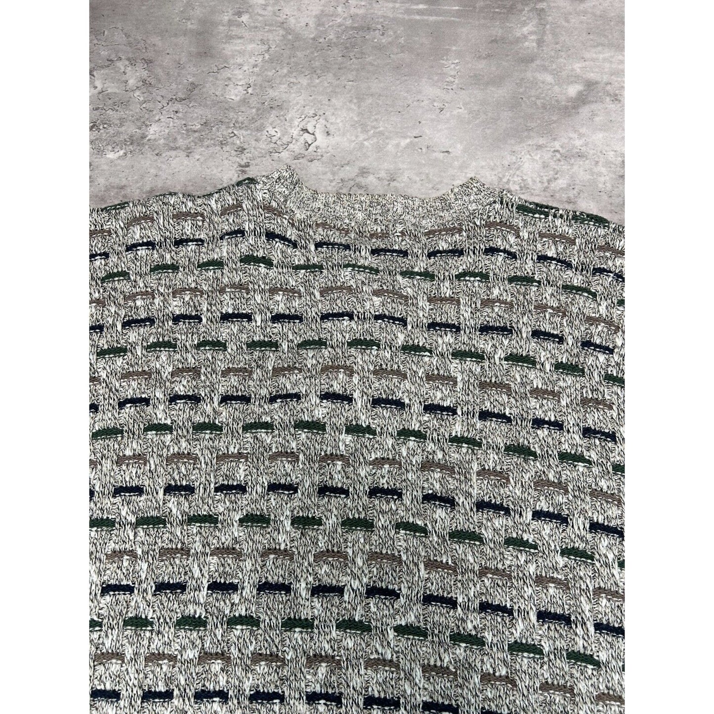 Vintage Timber Trail Abstract Print 1/4 Pull Over Ribbed Knit Sweater Size XL