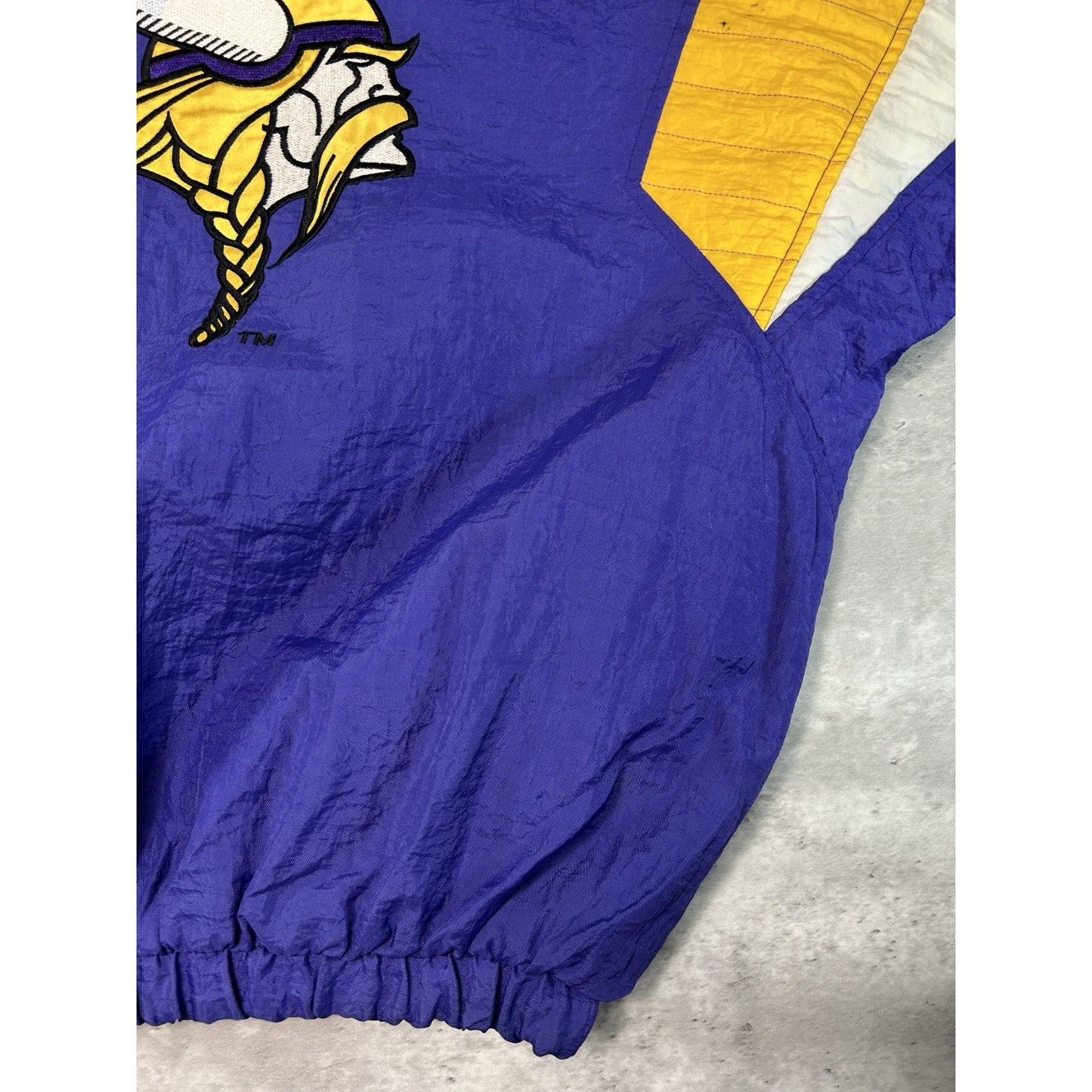 Vintage 90s Minnesota Vikings NFL 1/2 Zip Insulated Starter Jacket Size Large