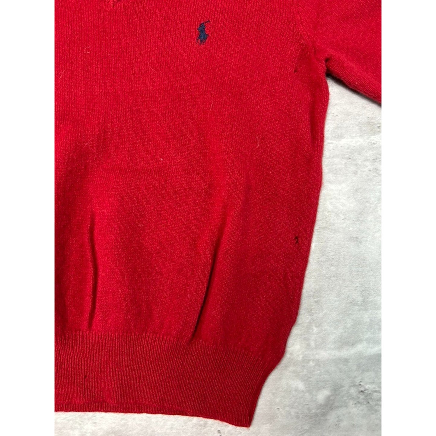 Vintage Polo Ralph Lauren Embroidered Pony 100% Wool V Neck Sweater Size Small