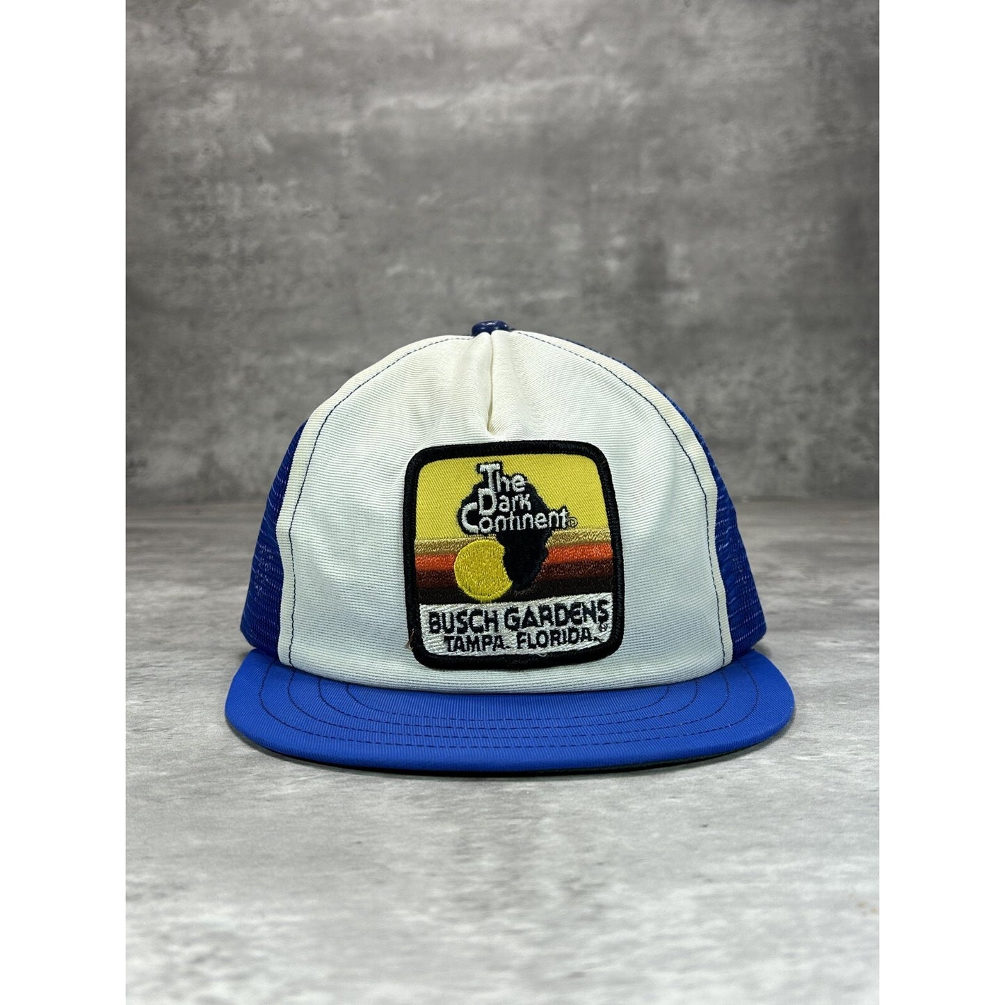 VTG 1980s Busch Gardens Embroidered Patch Destination Trucker Snapback Hat OSFA