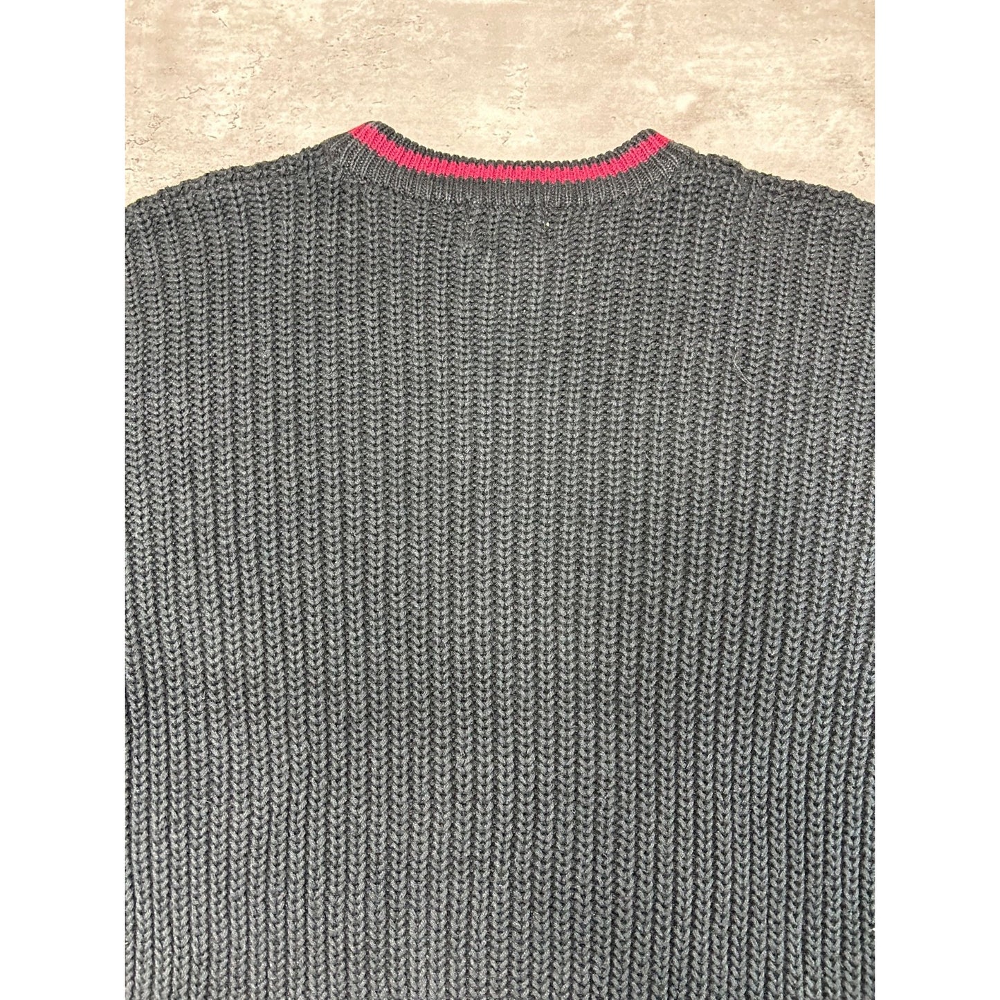 Vintage 90s Striped Sleeve Pullover Ribbed Knit Sweater Size Medium