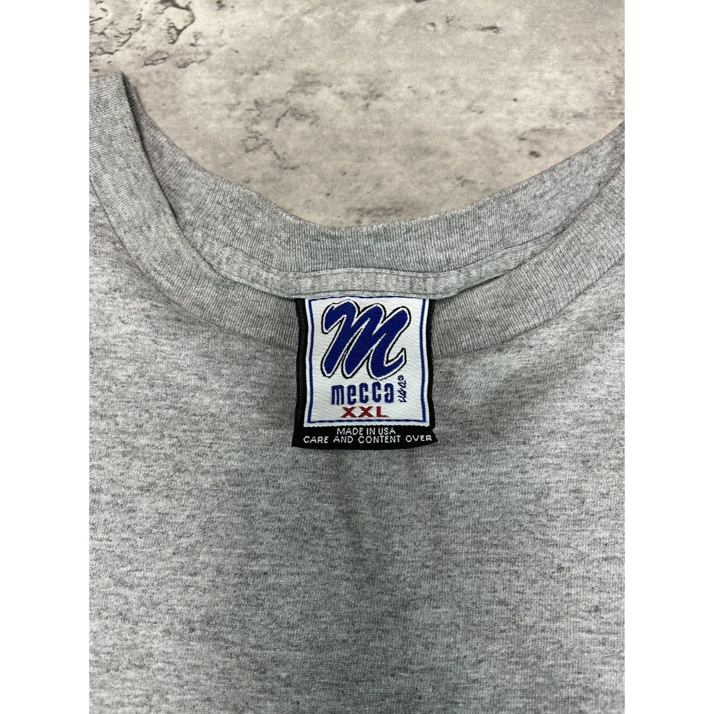 Vintage Y2K Mecca Spellout Graphic Long Sleeve T-Shirt Size 2XL Gray