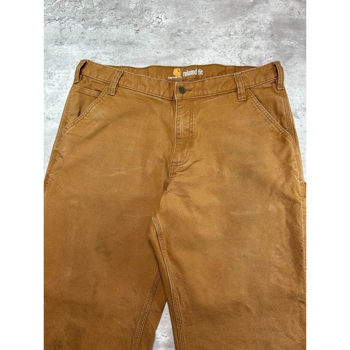 Carhartt Relaxed Fit Canvas Work Wear Carpenter Pants Size 38 Beige