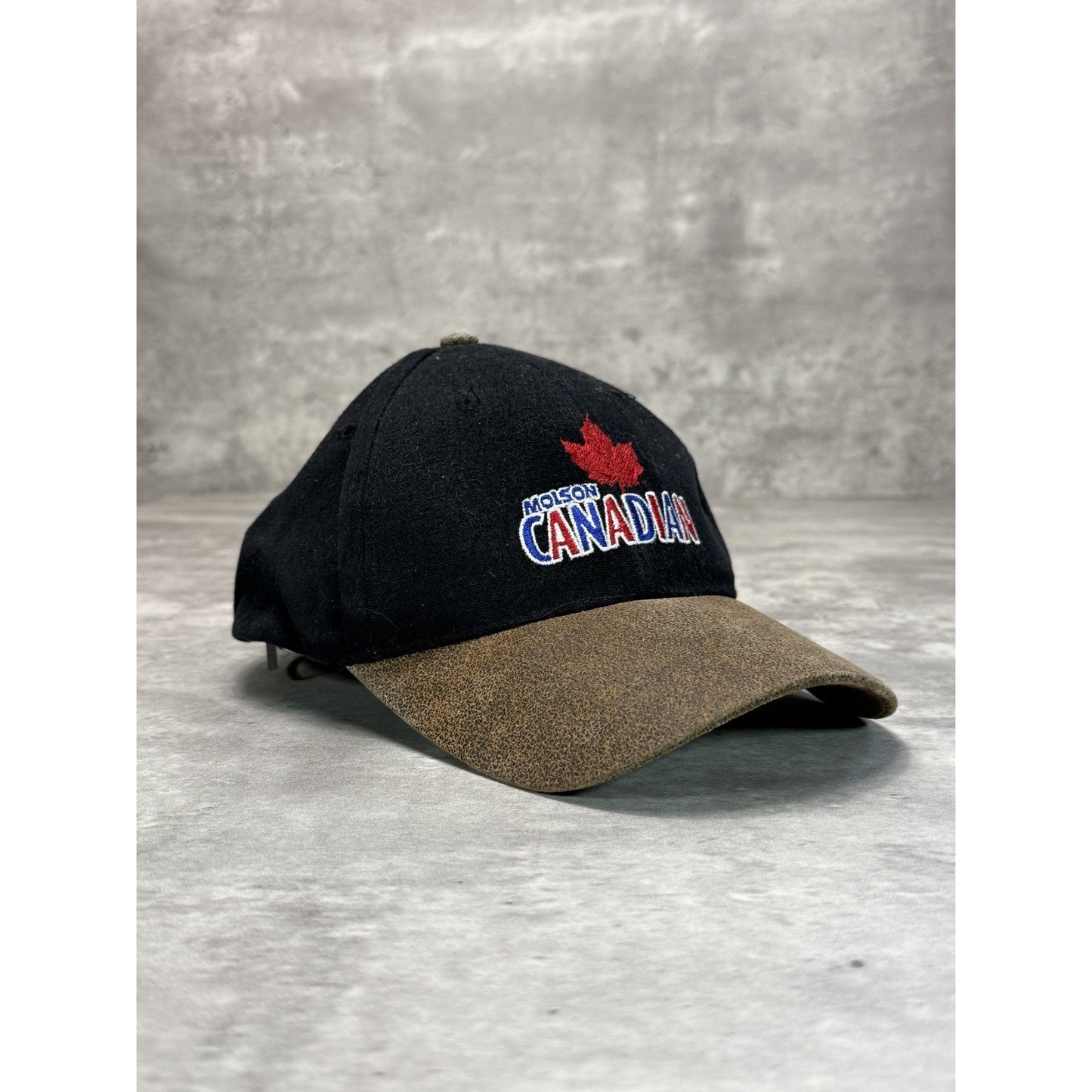 Vintage 90s Molson Canadian Embroidered Spellout Beer Promo Snapback Hat OSFA