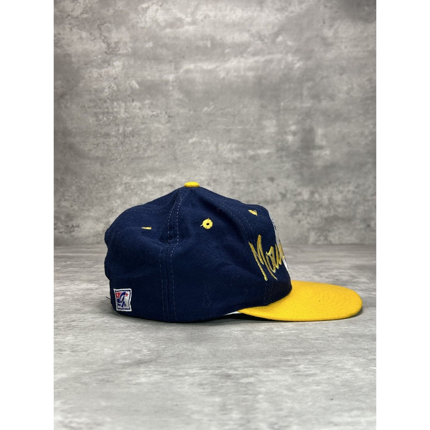 VTG 90s West Virginia Mountaineers NCAA Collegiate Spellout Snapback Hat OSFA