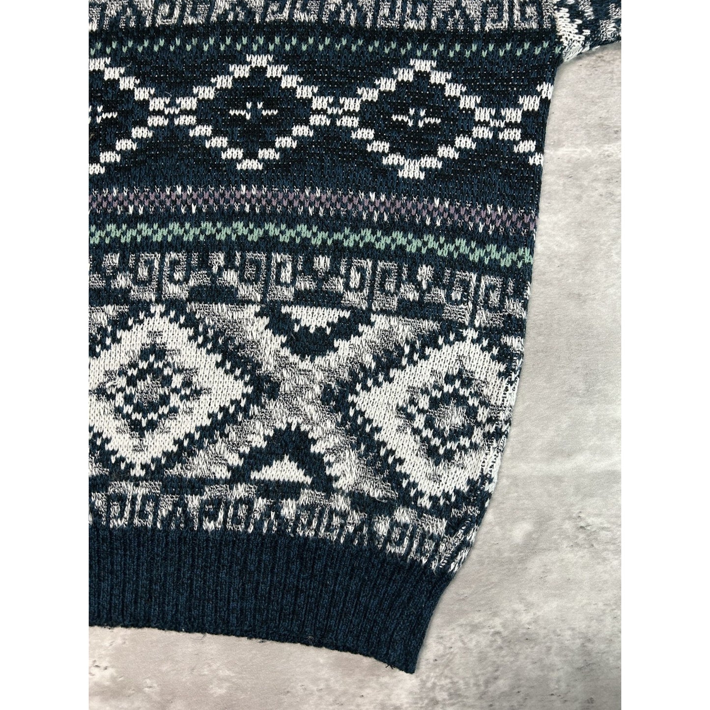 Vintage Michael Gerard Geometric Stripe Print Knit Sweater Size Medium