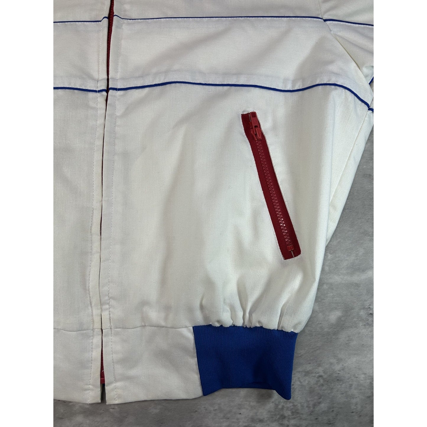 Vintage 80s Al-Delco Embroidered Logo Full Zip Racing Bomber Jacket Size Large