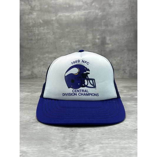 Vintage 1989 Minnesota Vikings NFL NFC Division Champs Trucker Snapback Hat OSFA