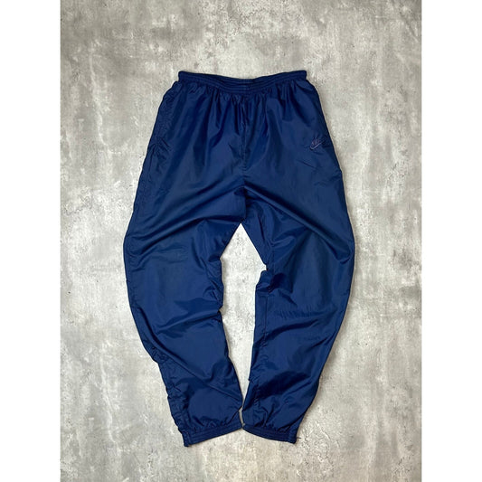 Vintage 90s Nike Tonal Embroidered Logo Track Pants Size Large Navy Blue