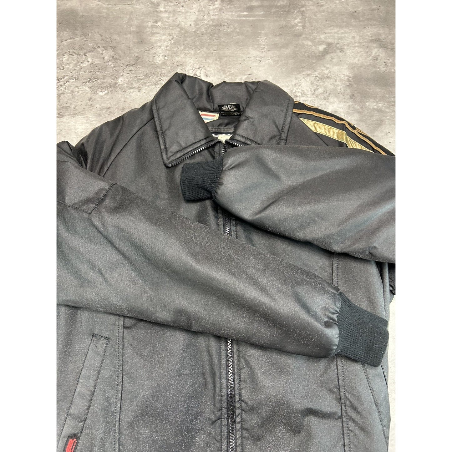 Vintage 1970s Hondaline Racing Nylon Bomber Jacket Size Medium Black