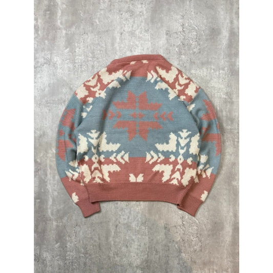 Vintage 90s St Johns Bay Aztec Print Pullover Ribbed Sweater Size Large