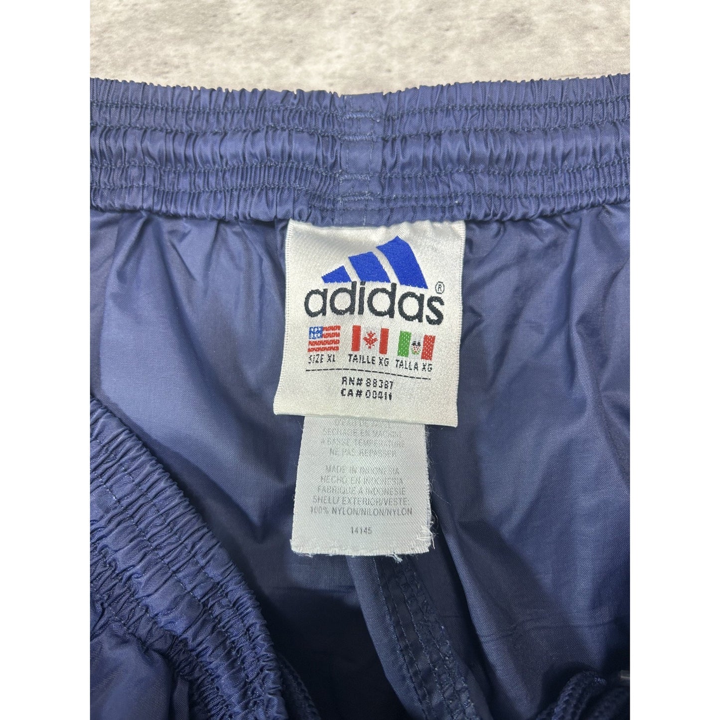 Vintage 90s Adidas Embroidered Logo Three Stripe Nylon Track Pants Size XL