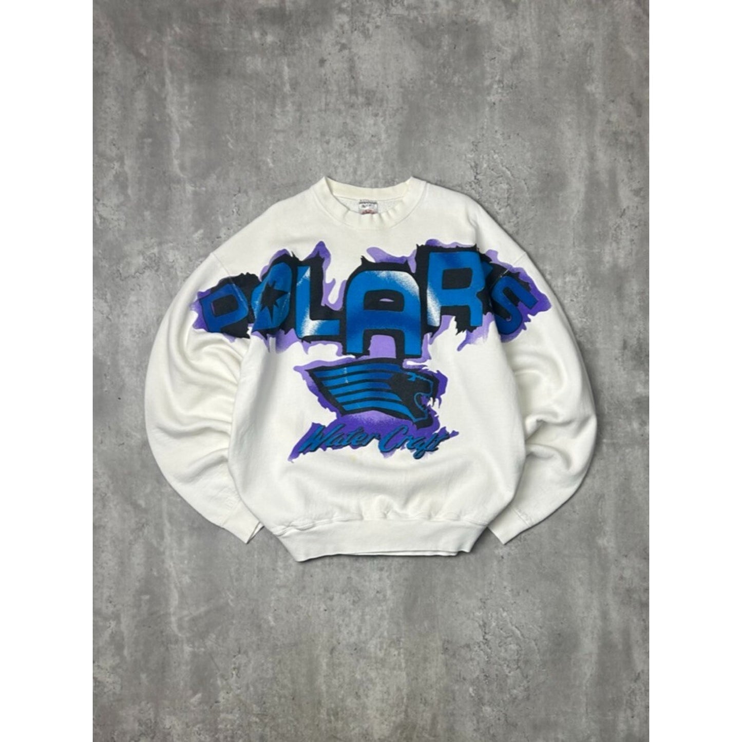 Vintage 90s Polaris Big Spellout Graphic Pullover Sweatshirt Size XL White