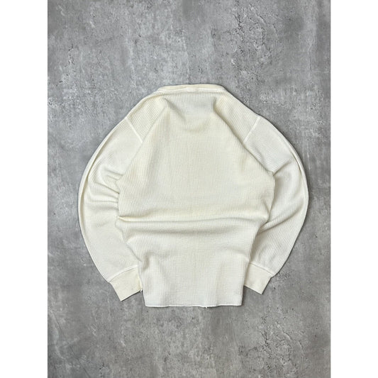 Vintage 80s Cotton Thermal Waffle Print Long Sleeve T-Shirt Size Large