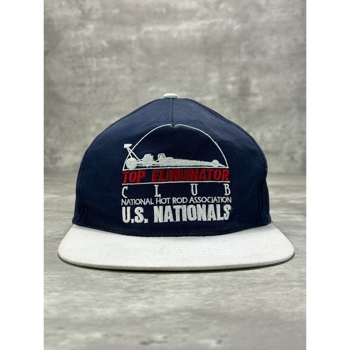 Vintage 90s NHRA Racing U.S. Nationals Embroidered Spell Out Snapback Hat OSFA