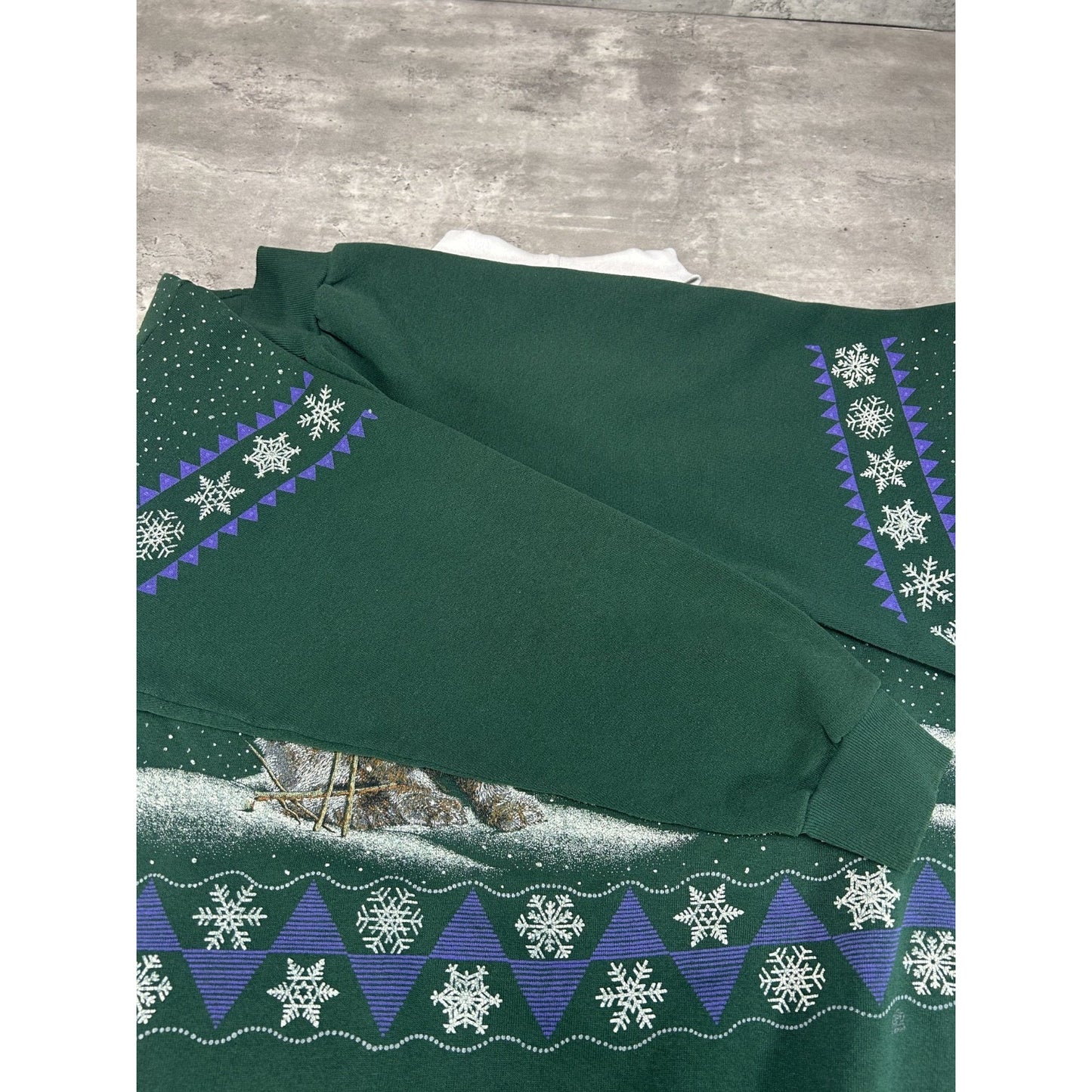 VTG 1994 Bunny Winter Wildlife Nature All Over Print Turtle Neck Sweatshirt XL