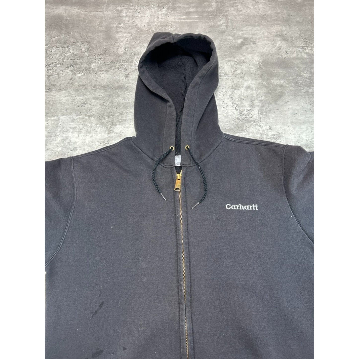 Vintage Carhartt Embroidered Spellout Full Zip Hooded Sweatshirt Size Small