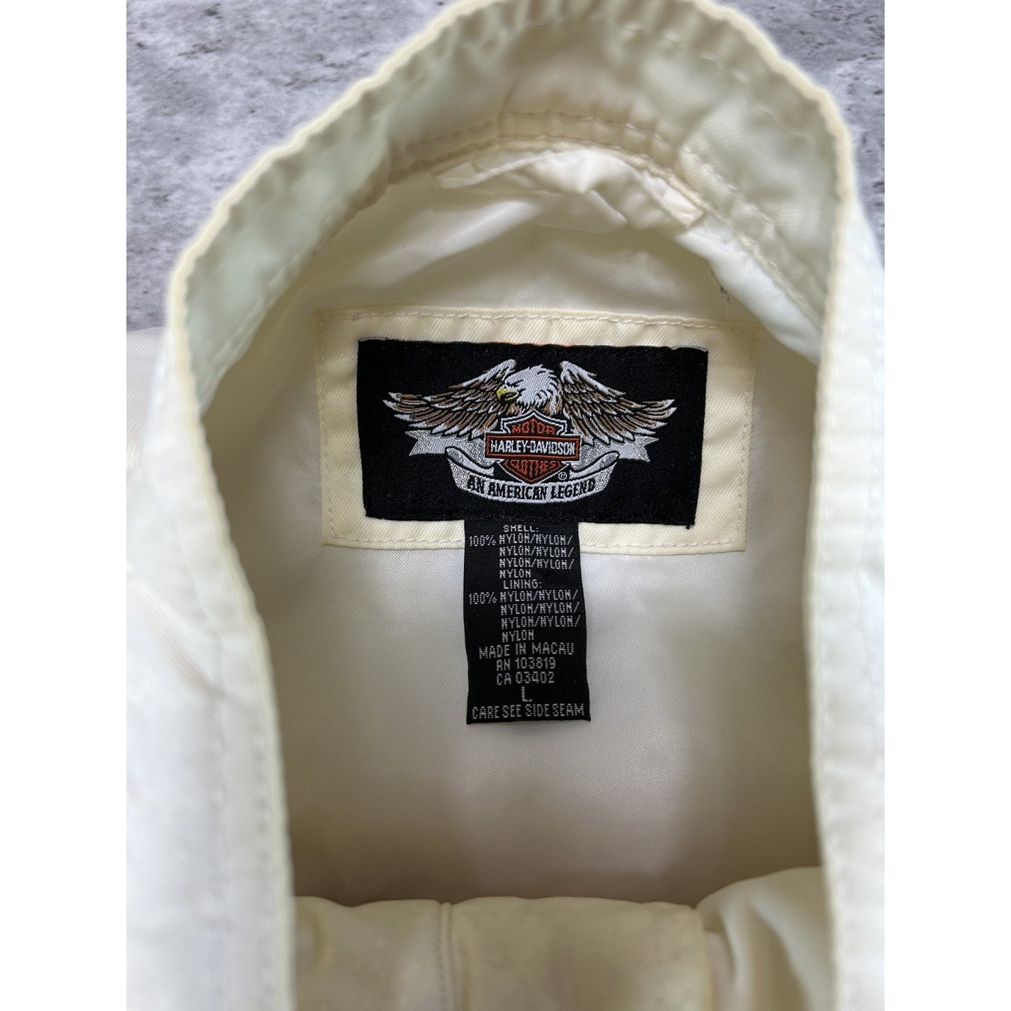 Vintage Womens Harley Davidson Embroidered Logo Full Zip Cafe Racer Jacket Large