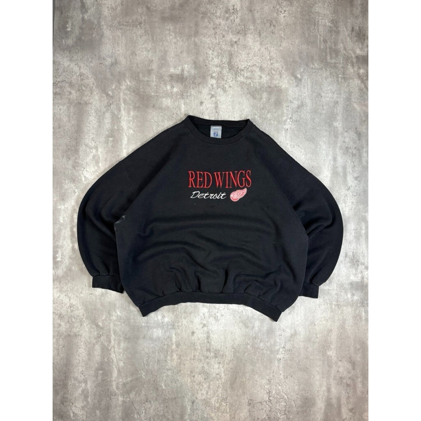 Vintage 90s Detroit Red Wings NHL Embroidered Spellout Sweatshirt Size XXXL