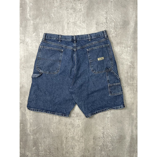 Vintage Wrangler Dark Wash Workwear Carpenter Denim Shorts Size 37 Blue