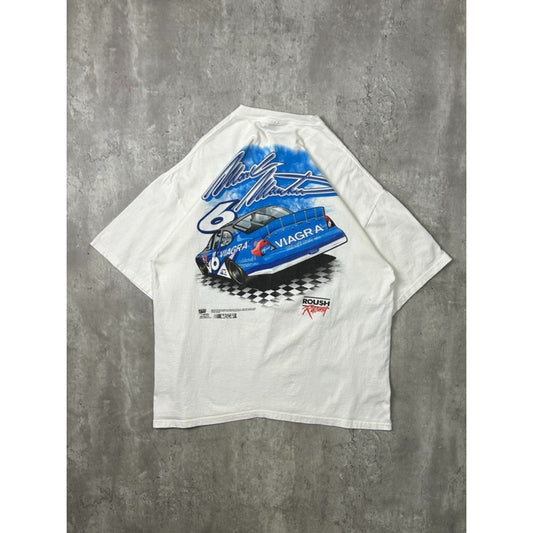 Vintage Mark Martin #6 Viagra Racing Nascar Graphic T-Shirt Size XL White