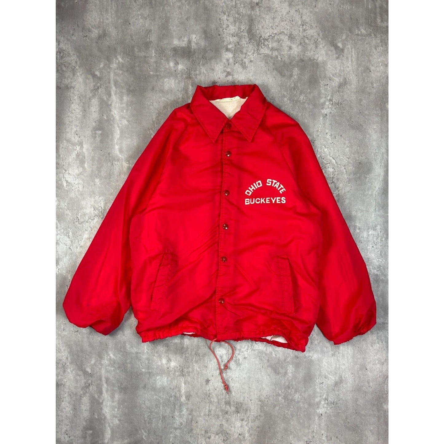 Vintage 80s Ohio State Buckeyes NCAA Nylon Coaches Jacket Size Medium Red