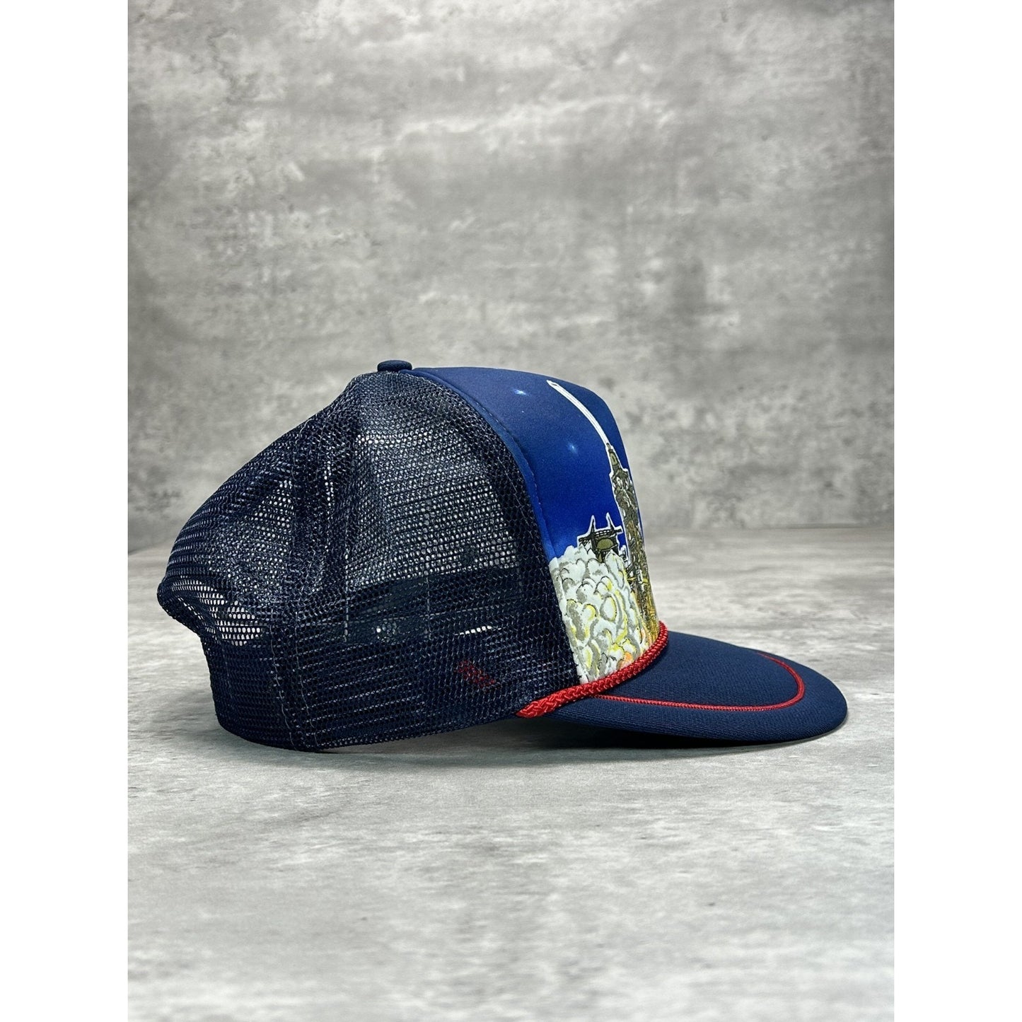 Vintage 1988 Nasa Kennedy Space Center Graphic Trucker Snapback Hat OSFA