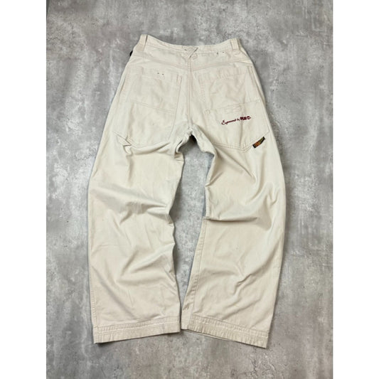 Vintage Y2K Plugg Baggy Fit Khaki Wide Leg Pants Size 32 Beige