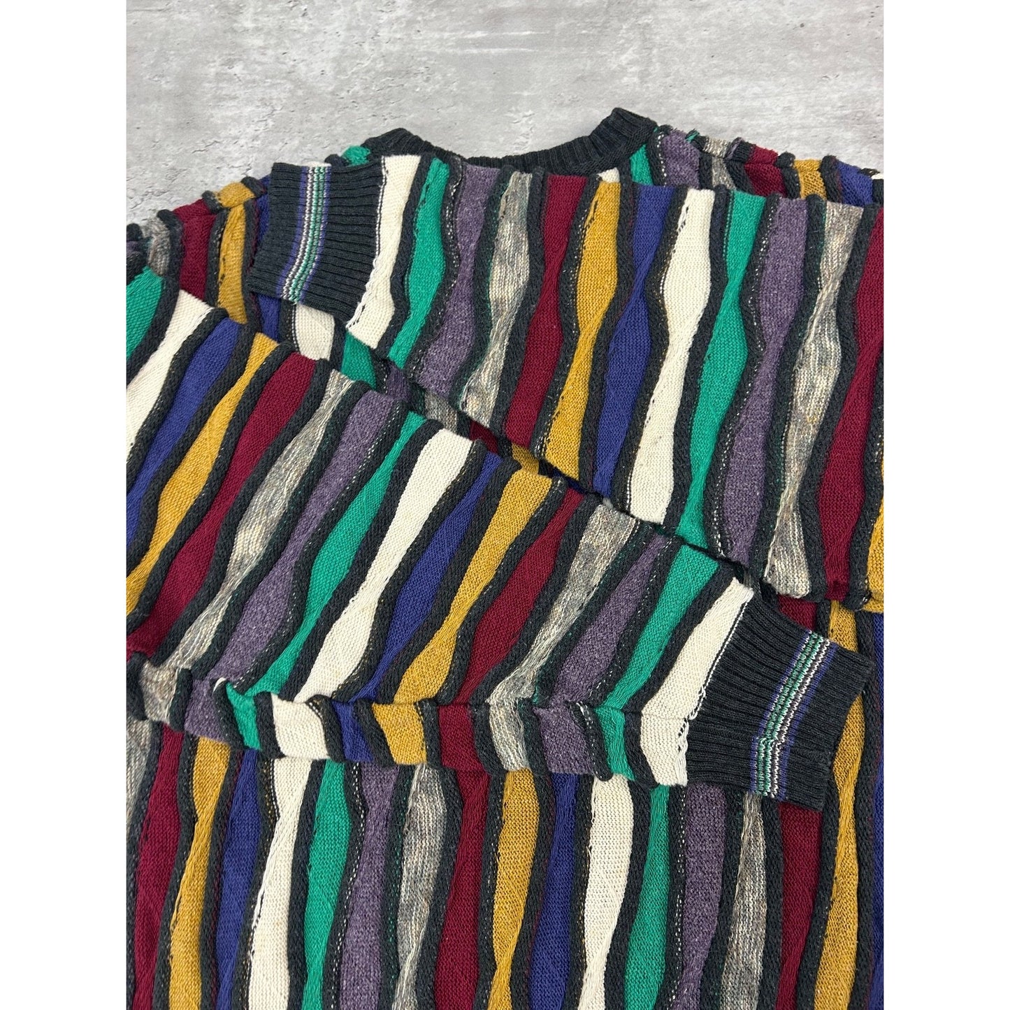 Vintage 90s Alfani 3D Striped Print Pullover Knit Sweater Size XL