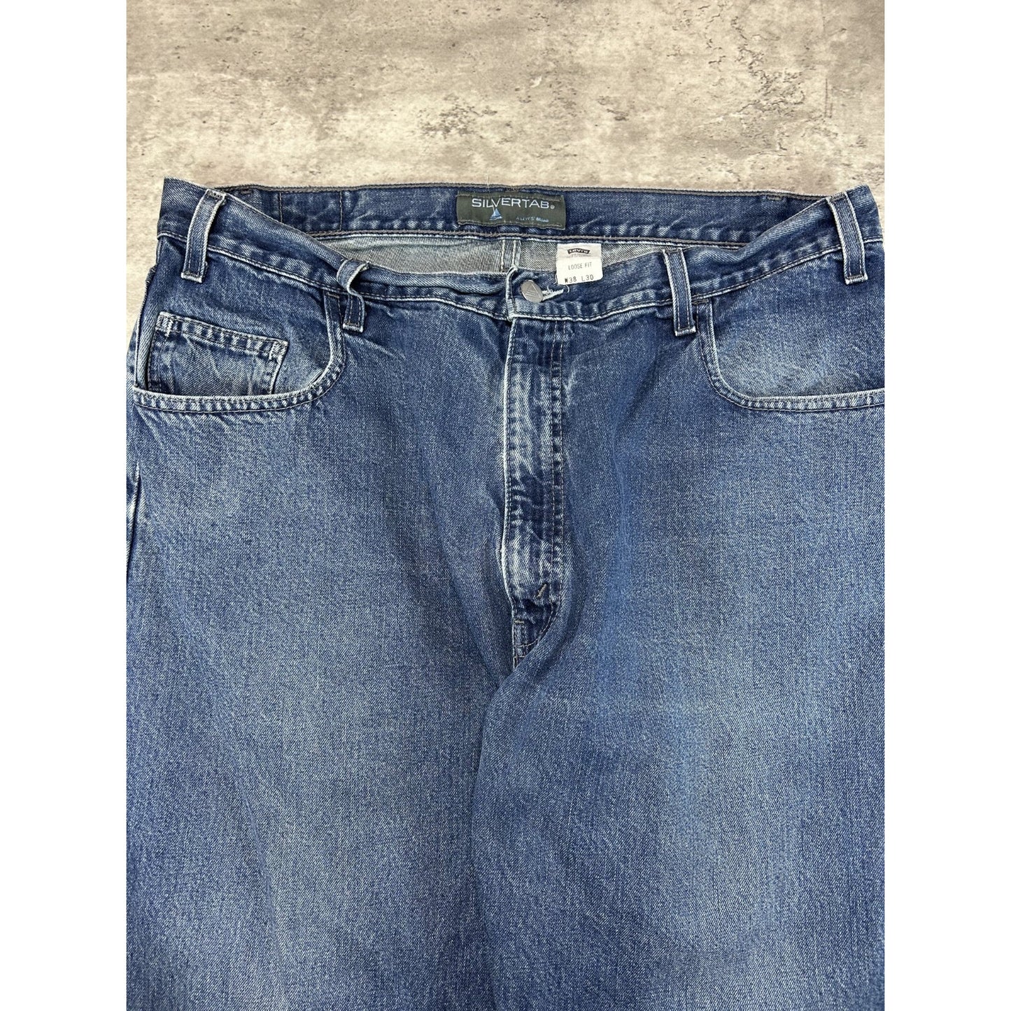 Vintage 2000s Levis Silvertab Loose Fit Dark Wash Denim Pants Size 38 Blue