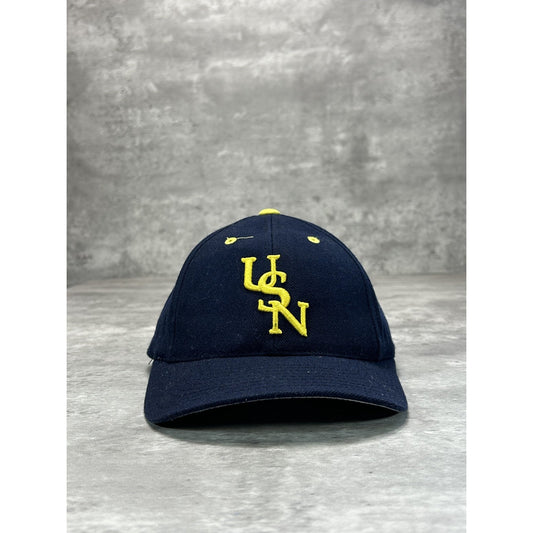 Vintage 90s United States Navy Embroidered Spellout Snapback Hat OSFA