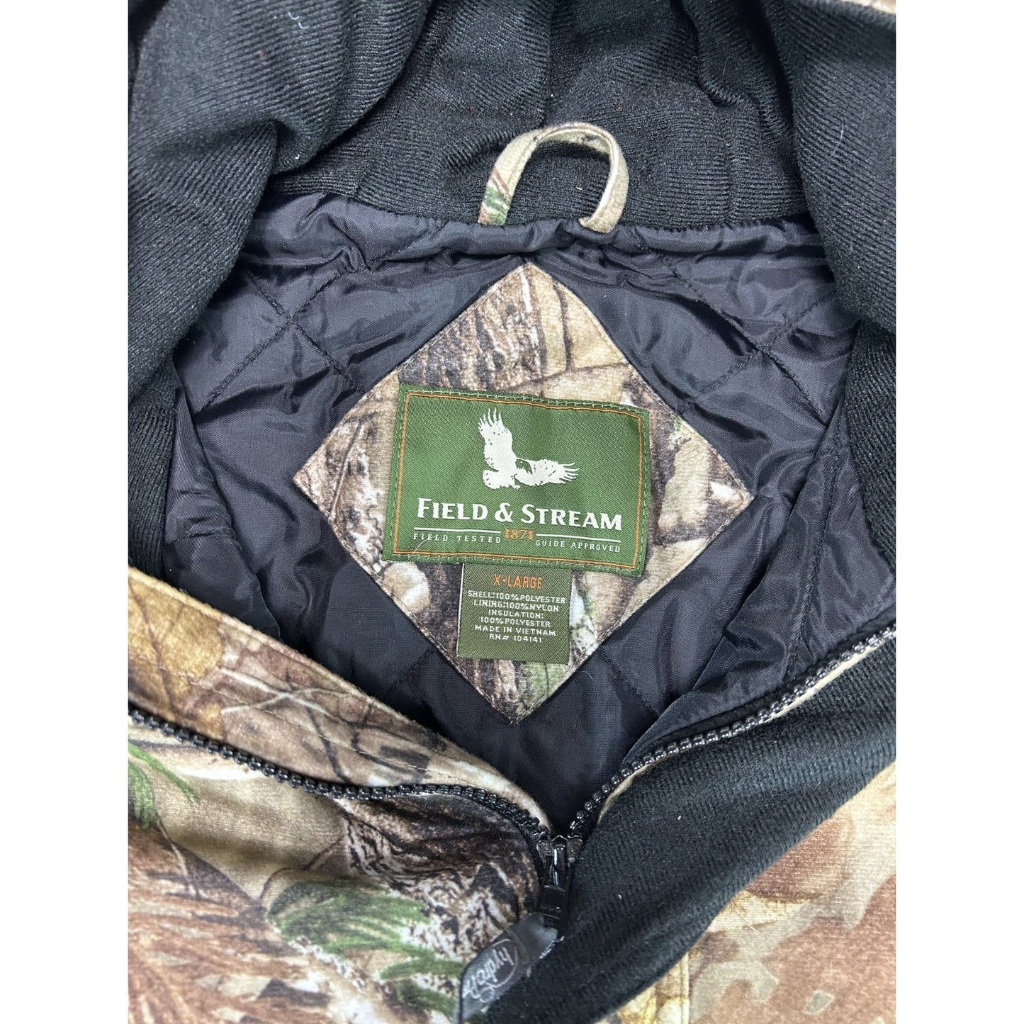 Vintage Field And Streams Realtree Camo Hooded Hunting Jacket Size XL