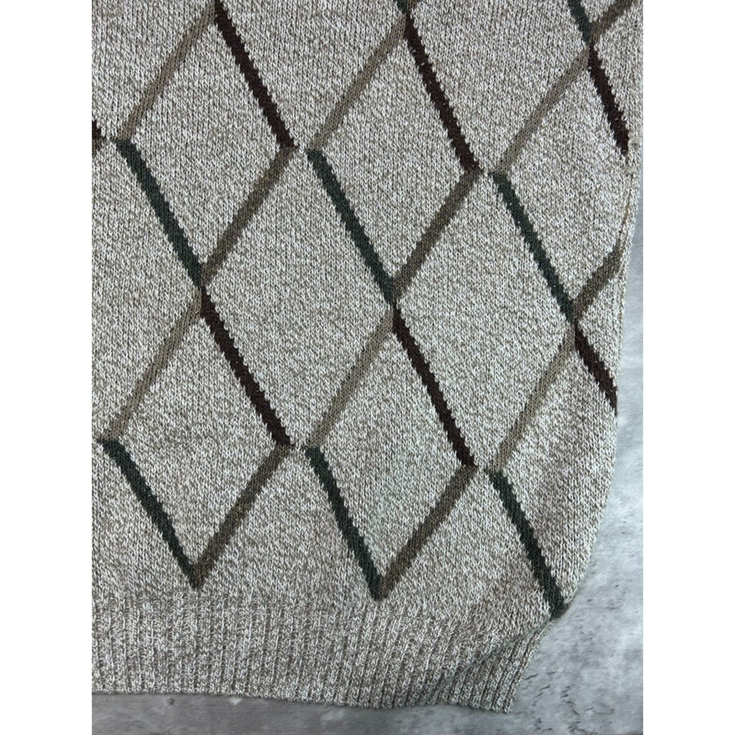 Croft And Barrow Diamond Print Earth Tones Pullover Ribbed Sweater Size Large