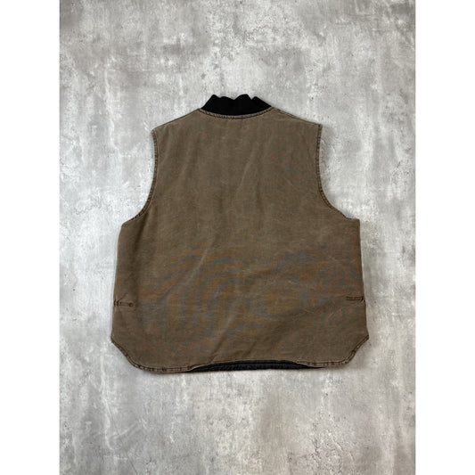 Vintage Carhartt Insulated Canvas Workwear Vest Size 2XL Brown