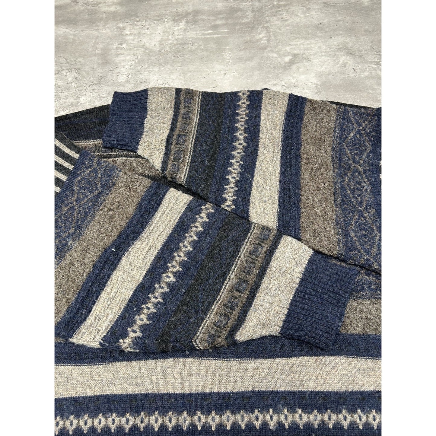 Vintage 90s Abstract Striped Pullover Ribbed Knit Sweater Size 2XL