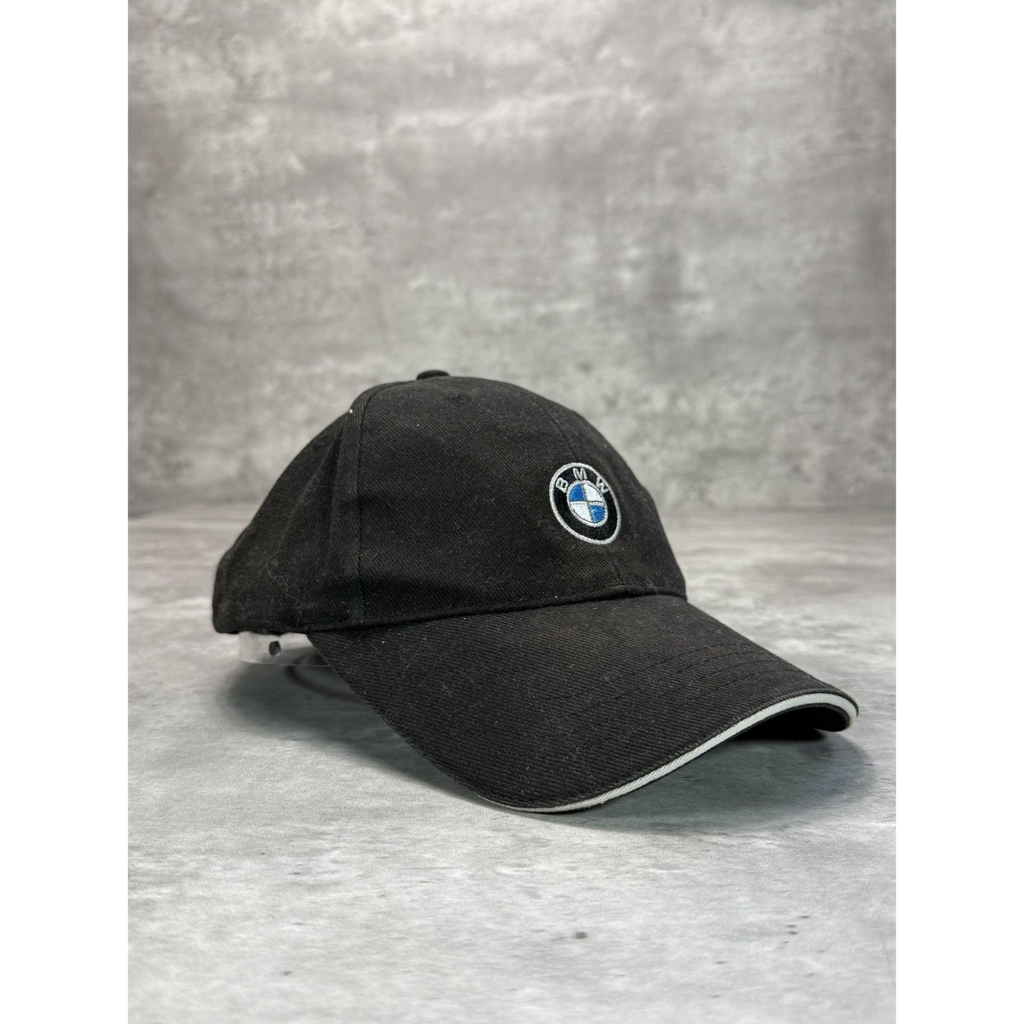 Vintage BMW Embroidered Car Logo Strapback Hat OSFA Black