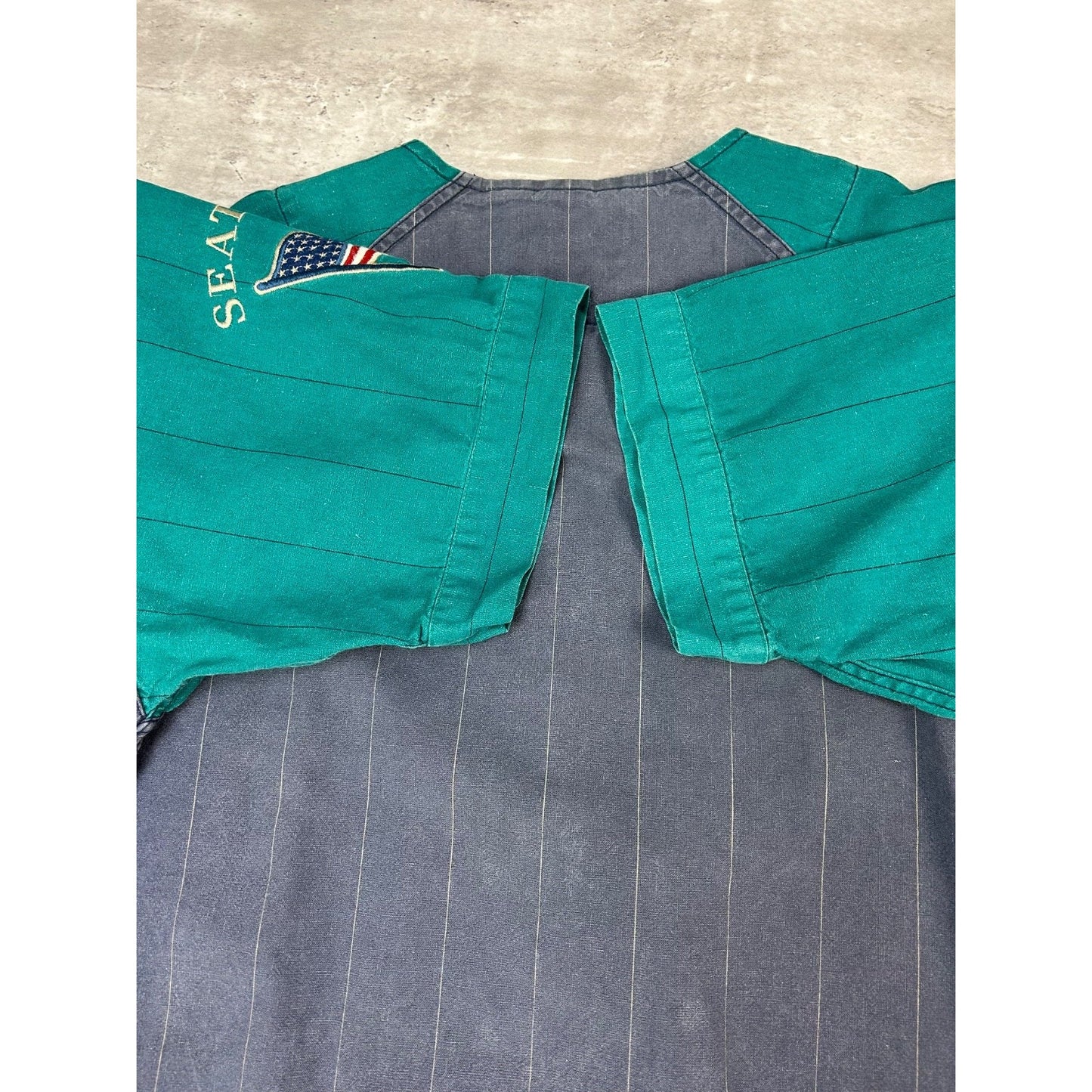 Vintage 90s Seattle Mariners MLB Pinstripe Mirage Baseball Jersey Size XL