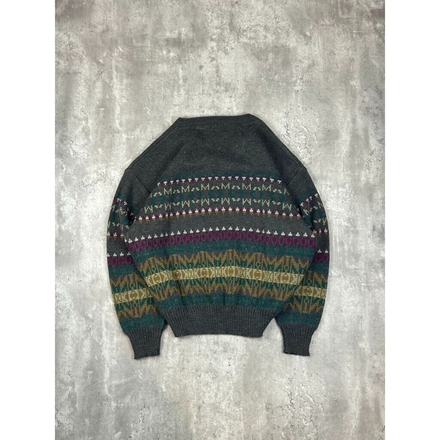 Vintage 80s/90s Sears Abstract Striped Ribbed Pull Over Knit Sweater Size XL