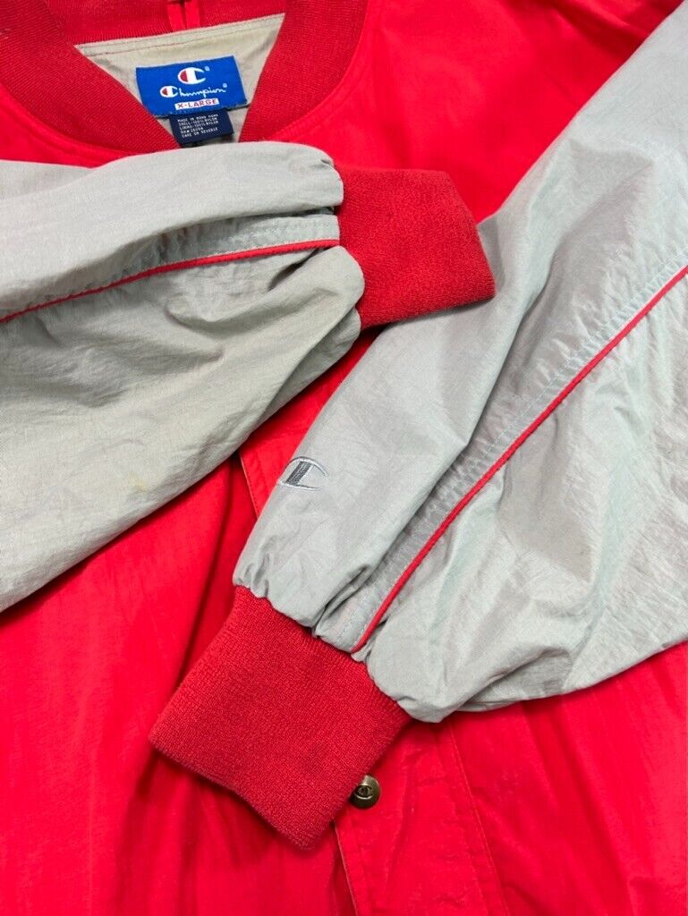 Vintage 90s Ohio State Buckeyes Football NCAA Nylon Champion Jacket Size XL Red