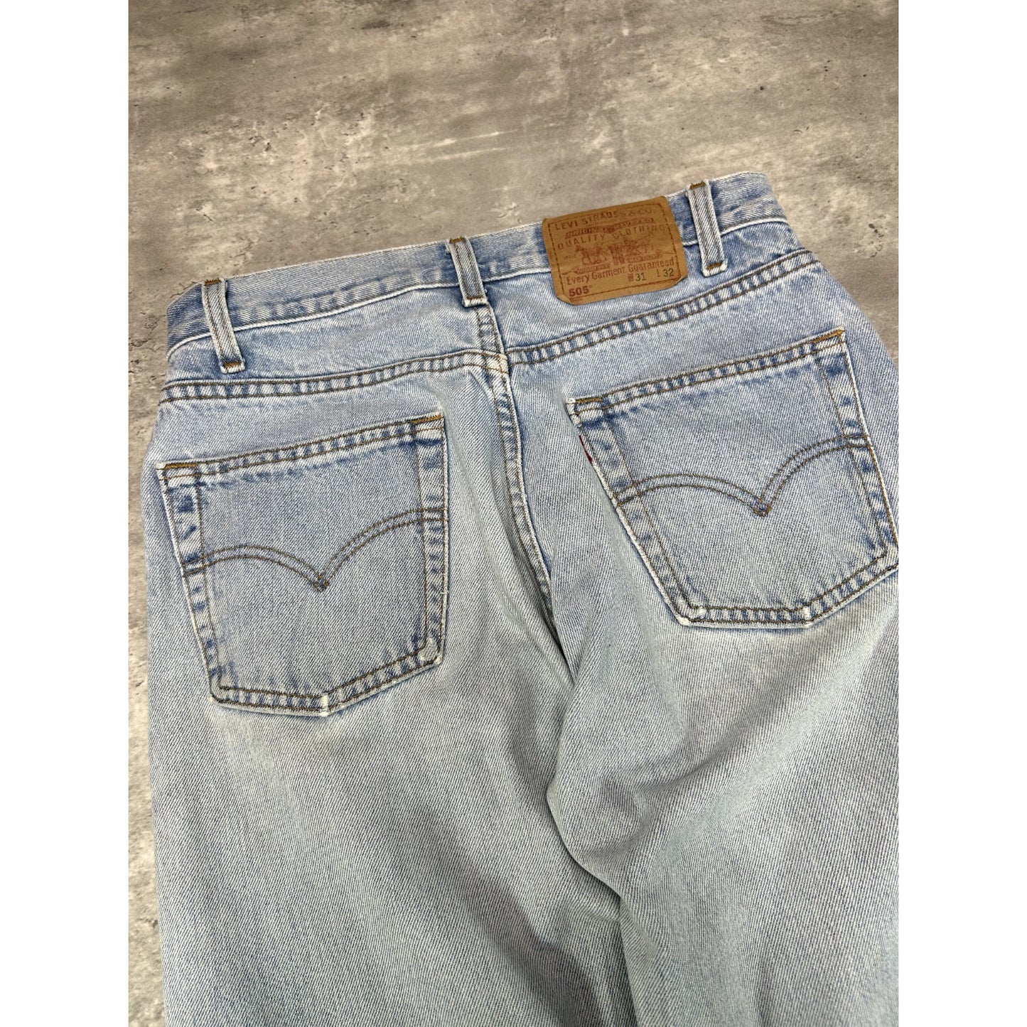Vintage 90s Levis 505 Red Tab Light Wash Denim Pants Size 31W Blue