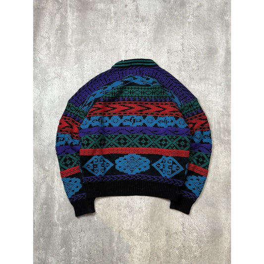 Vintage 80s/90s Bolt Abstract Striped Pullover Knit Sweater Size Large