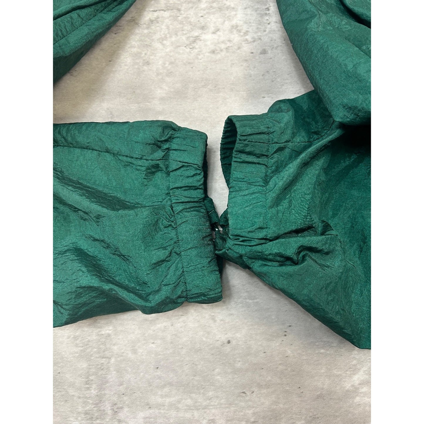 Vintage 90s Adidas Tonal Embroidered Spellout Nylon Track Pants Size Large Green