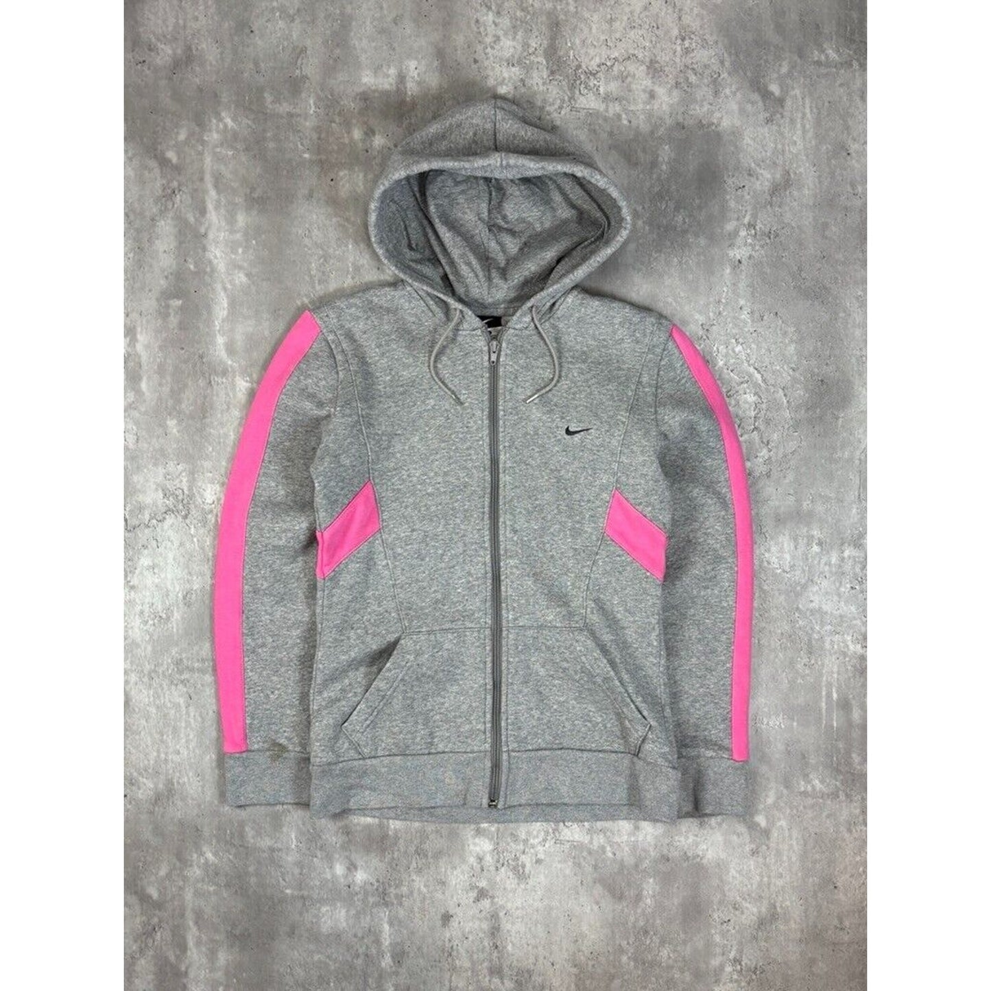Vintage Womens Nike Embroidered Swoosh Two Tone Full Zip Hooded Sweatshirt Size Small
