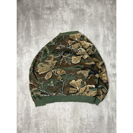 Vintage Northwest Territory Tree Camo Pocketed Fleece Sweatshirt Size XL