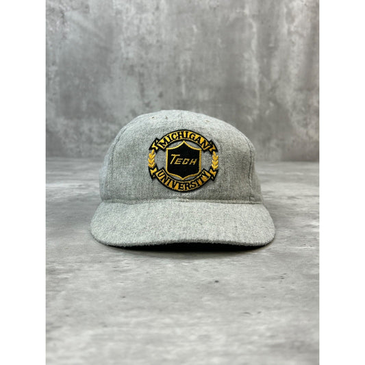 Vintage 90s Michigan Tech University NCAA Embroidered Spellout Snapback Hat OSFA