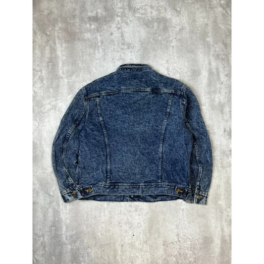 Vintage 90s Lee Dark Acid Wash Denim Trucker Jacket Size Large Blue