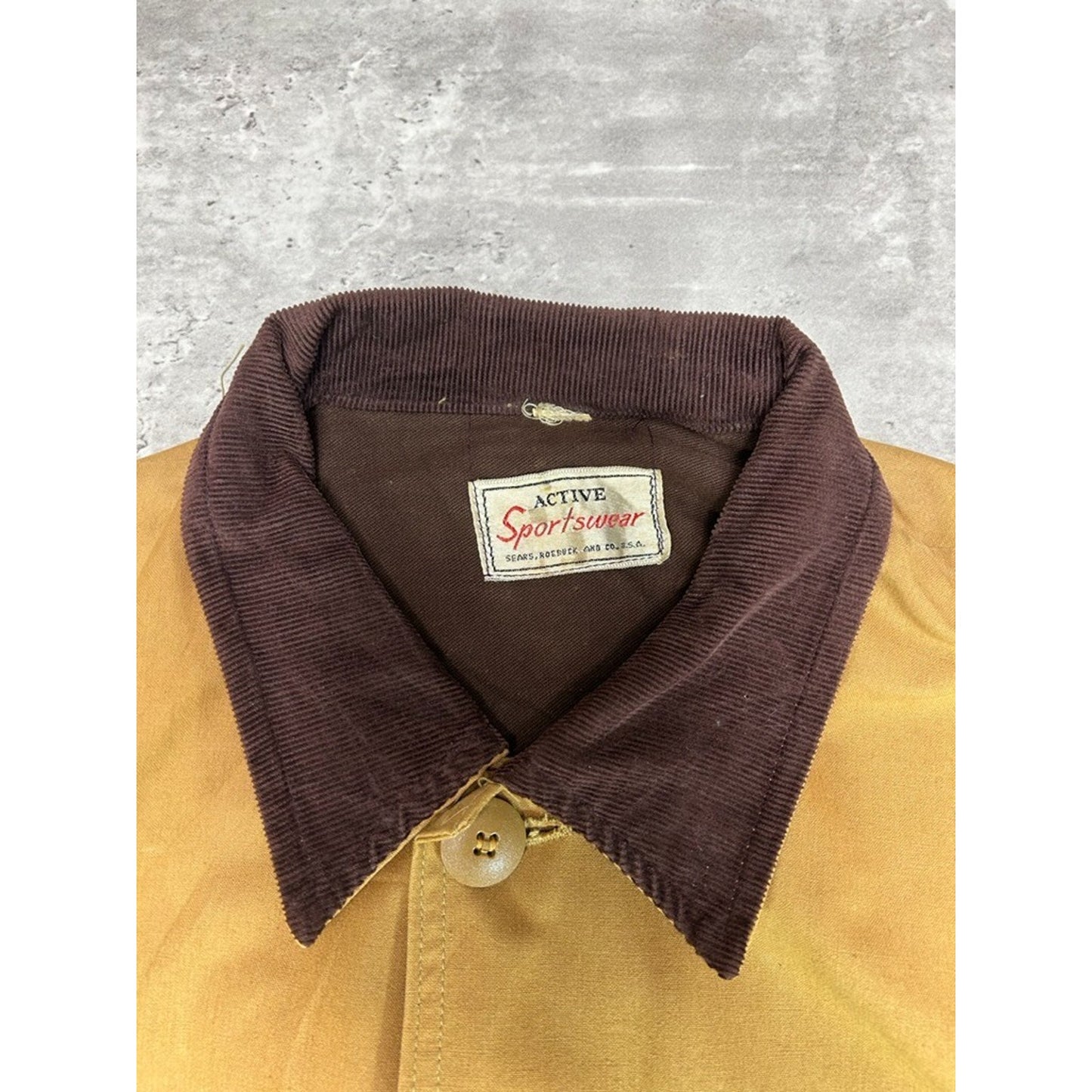 Vintage 1970s Sears Canvas Three Pocket Hunting Jacket Size XL Beige