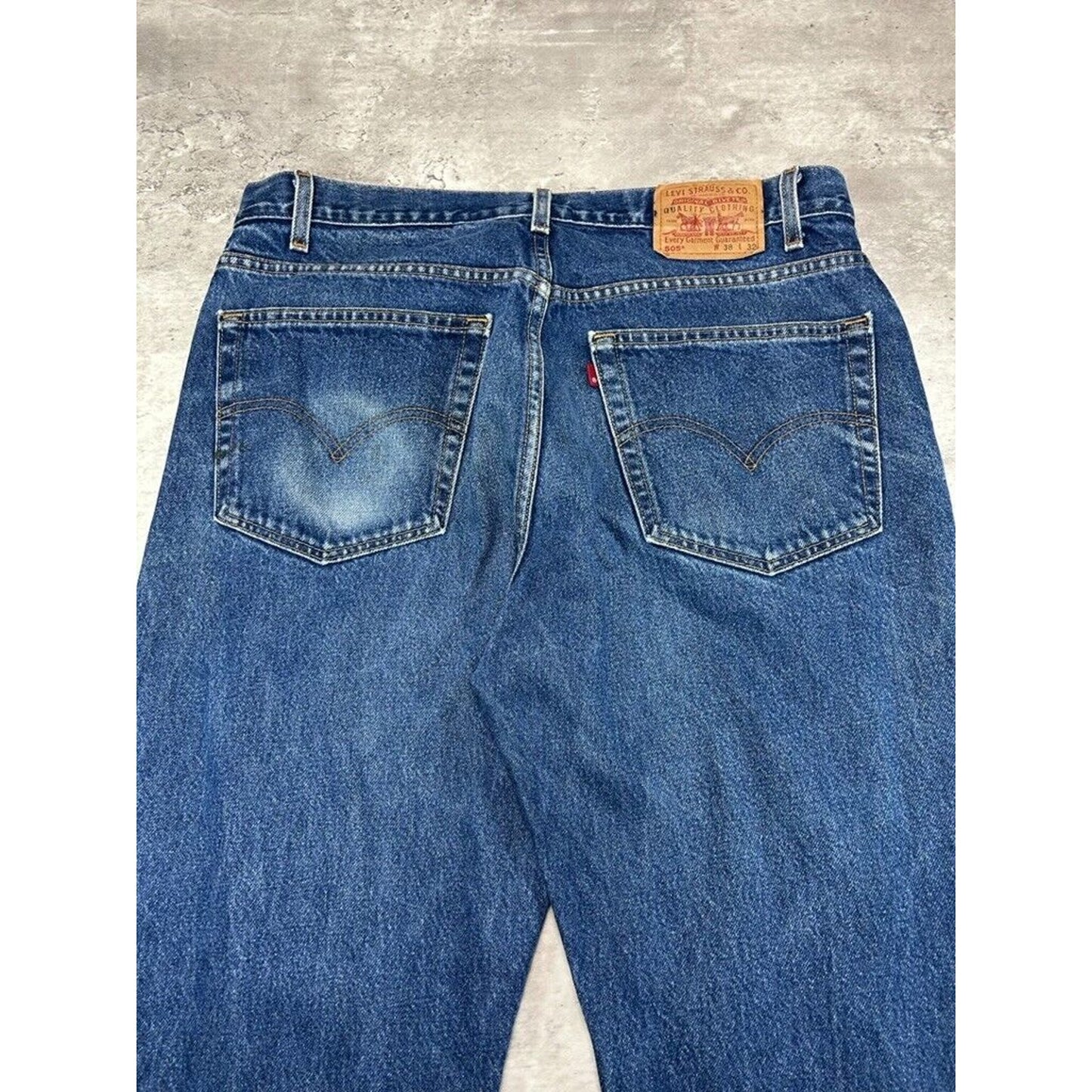 Vintage 90s Levis 505 Red Tab Regular Fit Dark Wash Denim Pants Size 38 Blue